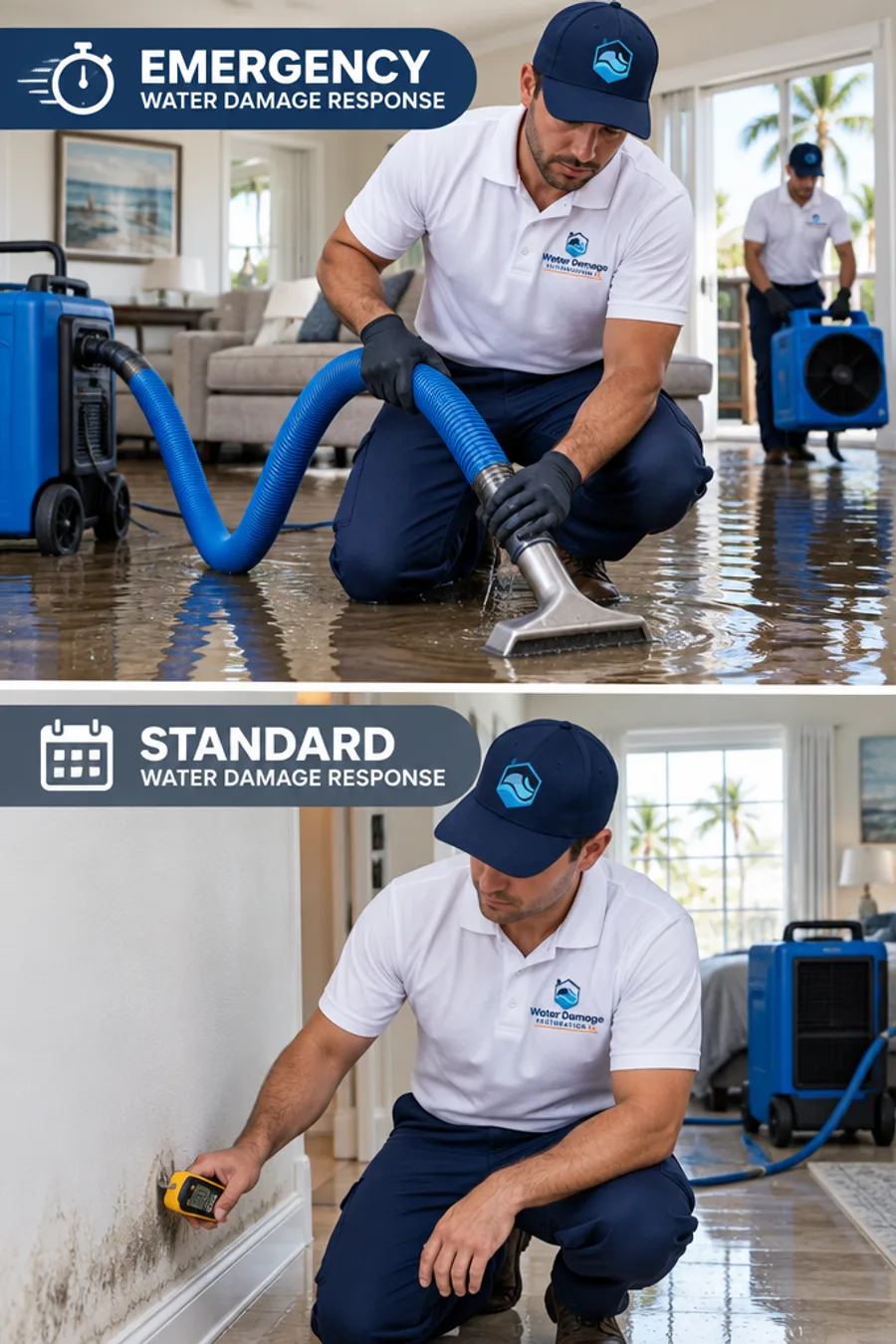 Emergency vs. standard water damage response