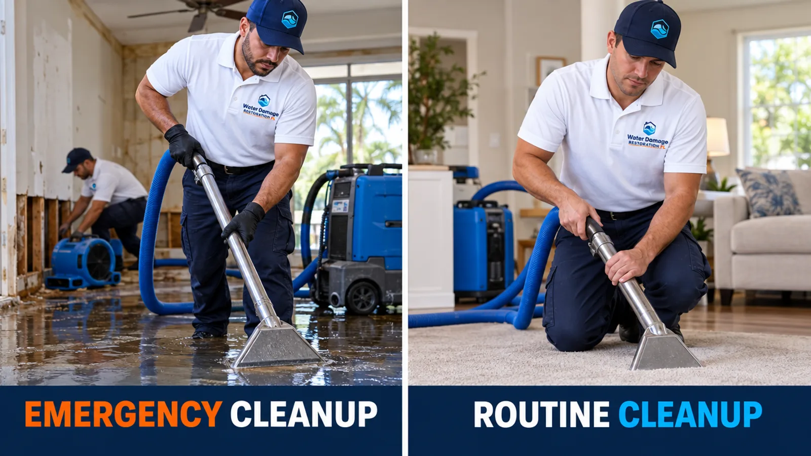 Emergency cleanup vs. routine cleanup