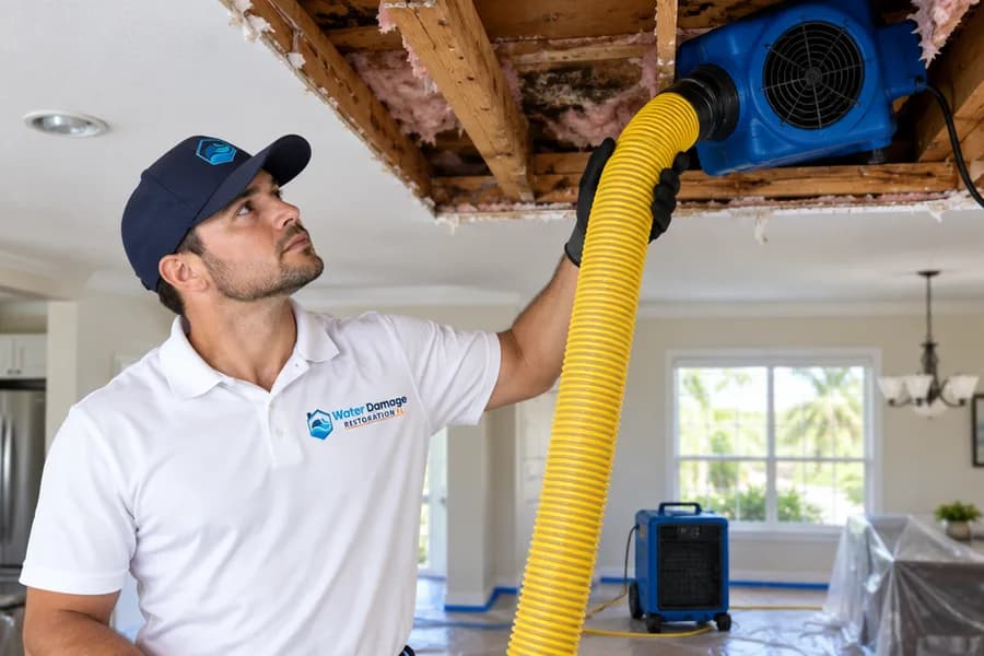 Drying the space above the ceiling