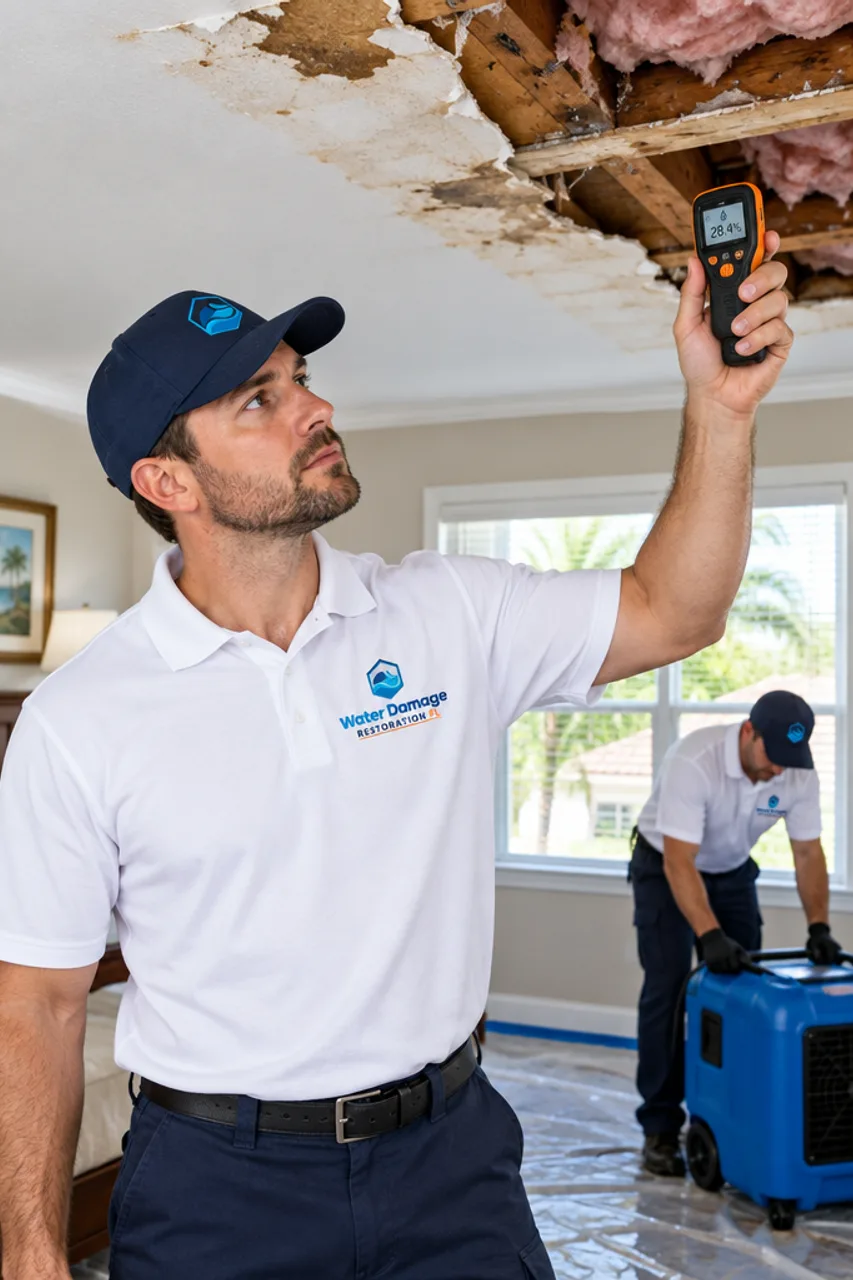 Restoring roof leak damage inside
