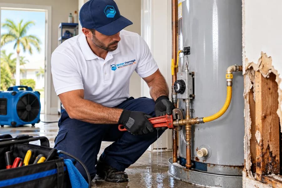 Restoring water heater leak damage