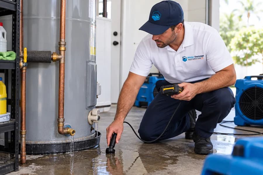 Safety around a leaking water heater