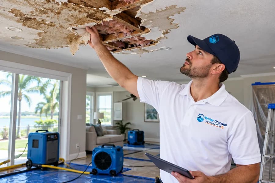 What water does to a ceiling